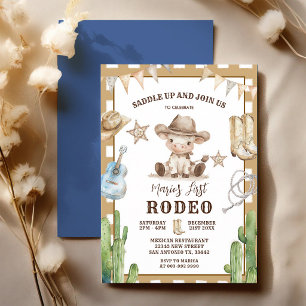 Invitation Mon Premier Rodéo Cowboy Gingham Far West