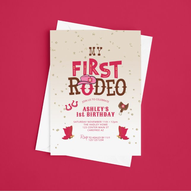 Invitation Mon premier Rodeo Cowgirl Cream 1er Anniversaire (Créateur téléchargé)