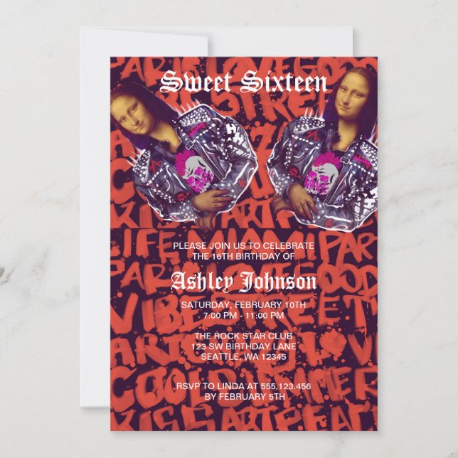 Invitation Mona Lisa Punk Art                                 (Devant)
