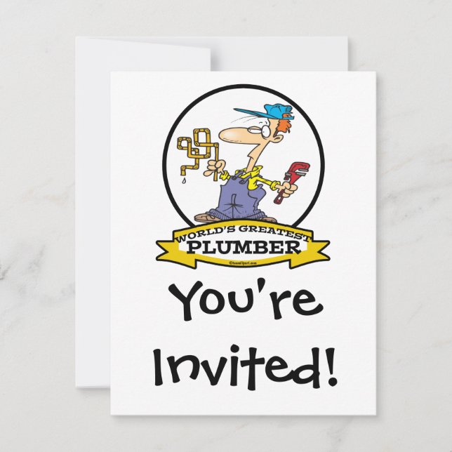 INVITATION MONDE LE PLUS GRAND PLUMBER II CARTOON HOMME (Devant)