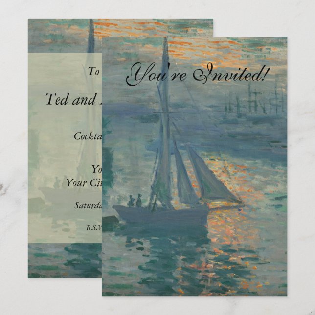 Invitation Monet Sunrise Marine Impressionnisme peinture (Devant / Derrière)