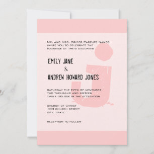 Invitation Mongramme amusant et amusant Élégant rose argent m