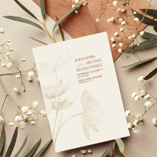 Invitation Monimaliste Beige Neutre Monogramme Mariage Invita