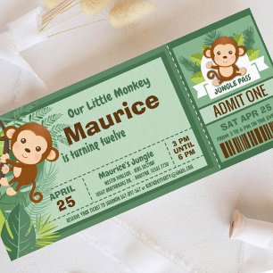 Invitation Monkey Boy Jungle Billets Pass Anniversaire Fête