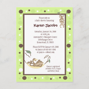 Invitation Monkey Business Green et point Brown