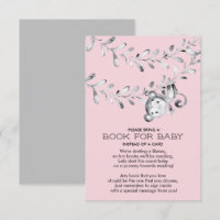 Monkey Girls Baby shower Book for Baby Card