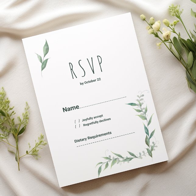 Invitation Monnaie d'aquarelle vert couronne RSVP (Mint watercolor greenery wreath RSVP)