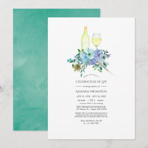 Invitation Monnaie et Boho Bleu Célébration de la vie
