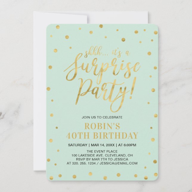 Invitation Monnaie et or | Adulte 40e fête d'anniversaire sur (Devant)