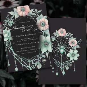 Invitation Monnaie Gothique Araignée Verte Floral Web Handfas