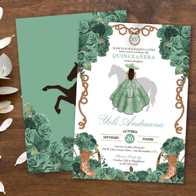 Invitation Monnaie Rose Charro Light Vestidos Quinceañera (Créateur téléchargé)