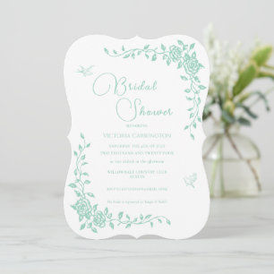 Invitation Monnaie Vert Vintage Floral Douche nuptiale Invita