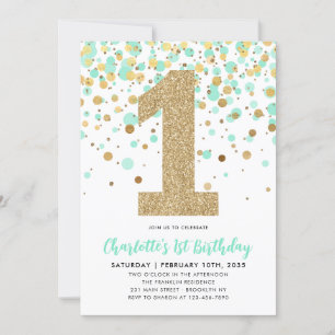 Invitation Monnaie verte Parties scintillant or Confetti 1er 