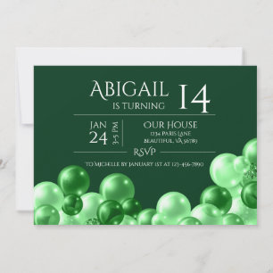 Invitation Monochrome Green Balloon Arch Anniversaire moderne