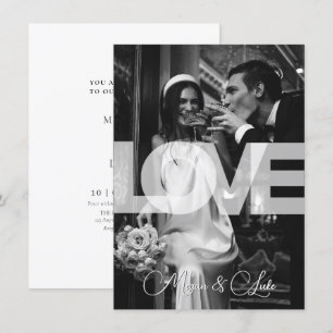 Invitation Monochrome Moderne typographie styliste mariage ph
