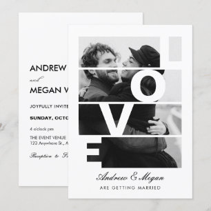 Invitation Monochrome Simple Elegant Love mariage photo