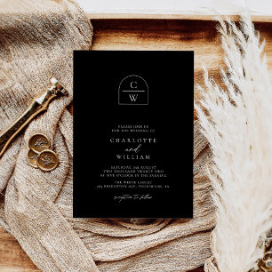 Invitation Monogram Arch Moderne Simple Mariage noir