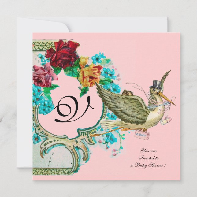 INVITATION MONOGRAM BABY SHOWER 3 (Devant)