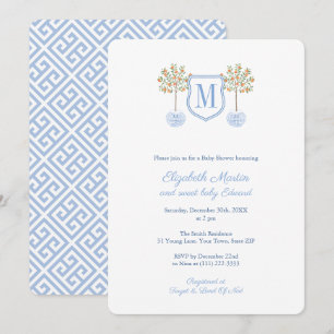 Invitation Monogram Citrus Tree Little Boy Baby shower Party