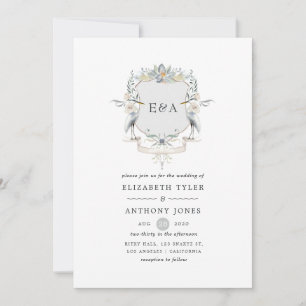 Invitation Monogram Crest Mariage Lakeside