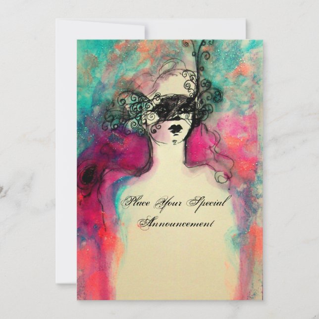 Invitation MONOGRAM DE CHARME, Sweet 16 Masquerade Party (Devant)