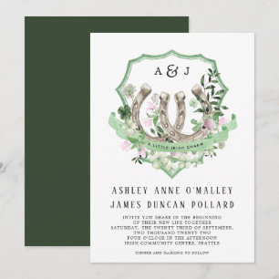 Invitation Monogram   Fleurs botaniques de trèfles à fer à ch