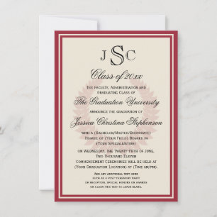 Invitation Monogram Laurel Classic College Graduation