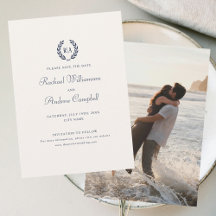 Monogram Photo Enregistrer la date du Mariage Bleu