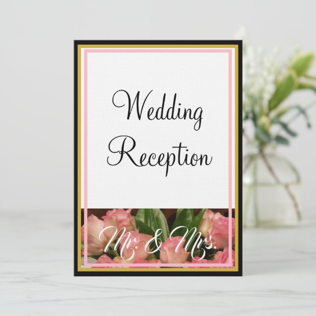 Invitation Monogram Rose Roses Mariage M. et Mme. (Debout devant)