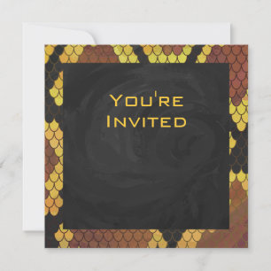 Invitation Monogram Snake Brown et Gold Print