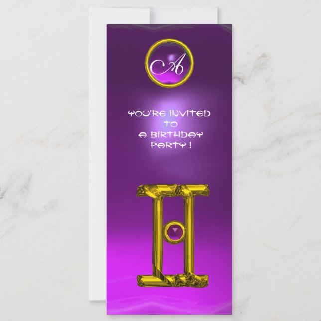 Invitation MONOGRAMME ALEXANDRITE GEMINI, améthyste jaune vif (Devant)