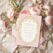 Invitation Monogramme Antique Rose Paris
