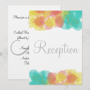 Invitation Monogramme Aquarelle rose Jaune Bleu Réception