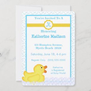 Invitation Monogramme Baby shower Ducky