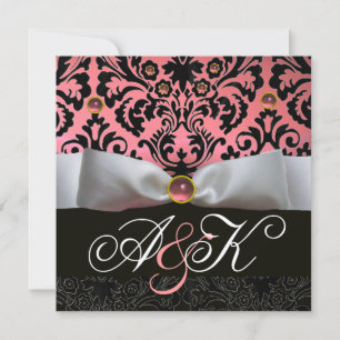 INVITATION MONOGRAMME BLACK BLACK RIBBON