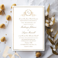 Monogramme Blanc et or Formal Mariage élégant