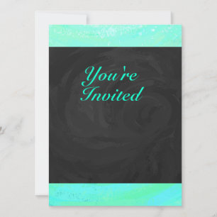 Invitation Monogramme bleu glace menthe et noir