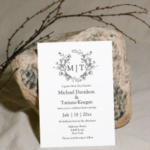 monogramme botanique typographie classique mariage