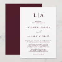 Monogramme Bourgogne Simple minimaliste Mariage