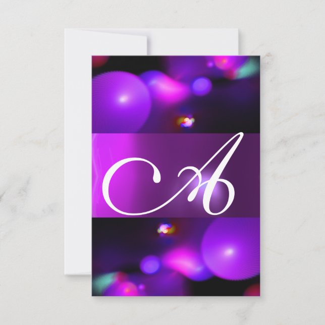 Invitation MONOGRAMME BULLE QUANTIQUE  rsvp violet (Devant)