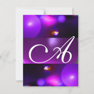 Invitation MONOGRAMME BULLE QUANTIQUE violet