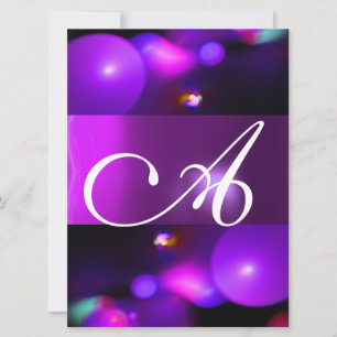Invitation MONOGRAMME BULLE QUANTIQUE violet