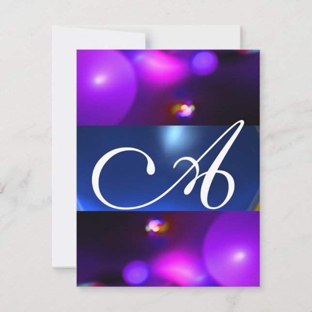 Invitation MONOGRAMME BULLE QUANTIQUE violet bleu (Devant)