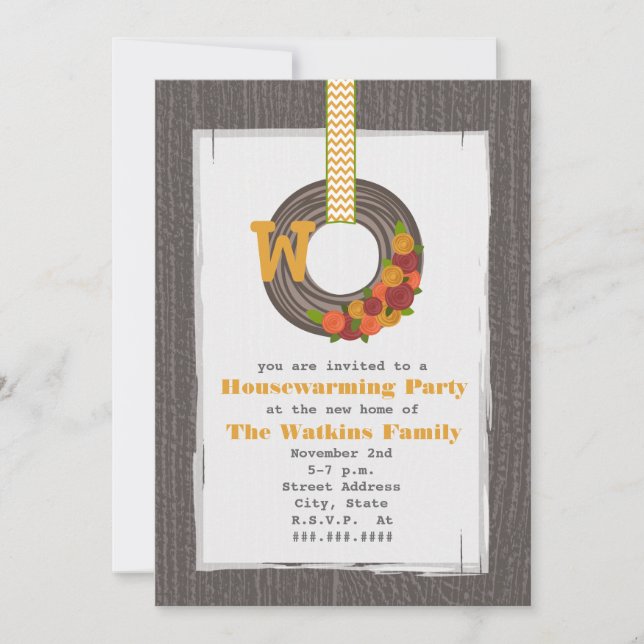 Invitation Monogramme Chauffage domestique inspiré par le boi (Devant)