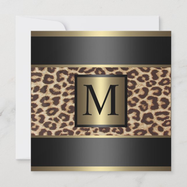 Invitation Monogramme Cheetah, Mariage léopard (Devant)