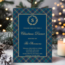 Monogramme classique Fête de Noël Plaid Bleu de co