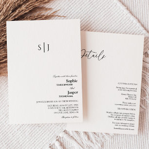 Invitation Monogramme classique moderne Détails Tout en un Ma