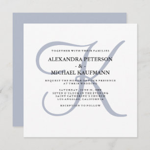 Invitation Monogramme classique moderne   Dusty Blue Mariage