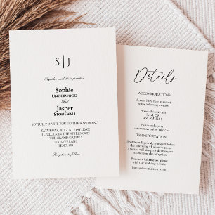Invitation Monogramme classique moderne simple tout en un Mar