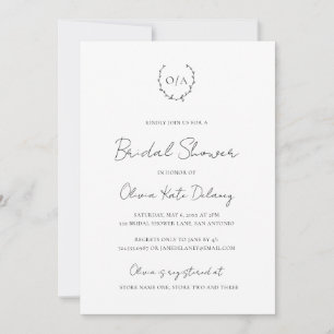 Invitation Monogramme classique noir blanc Fête des mariées é